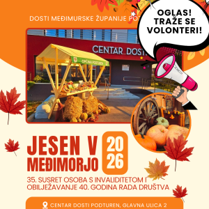 OGLAS – DOSTI Međimurske županije traži volontere za 35. susret „Jesen v Međimorjo“ i proslavu 40. obljetnice rada